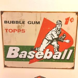 Retro TOPPS Bubble Gum Baseball Themed Tin Sign